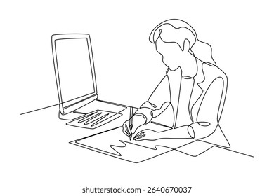 Engineer. quality control of an office worker. Hand drawn style vector design illustrations.