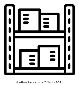 Vector de contorno de icono de rack de ingeniero. Maquinaria de trabajo. Robot para engranajes
