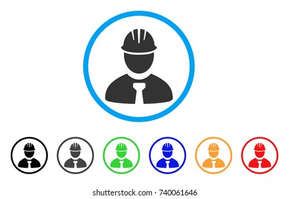 Engineer rounded icon. Style is a flat grey symbol inside light blue circle with bonus color variants. Engineer vector designed for web and software interfaces.