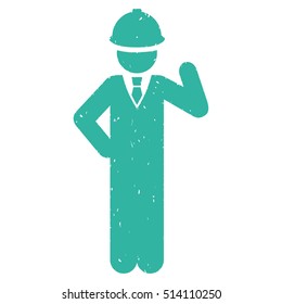 Engineer rubber seal stamp watermark. Icon vector symbol with grunge design and unclean texture. Scratched cyan ink sign on a white background.