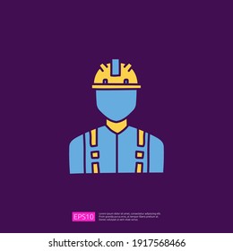 ingeniero con casco de seguridad de casco duro. diseño de doodle relacionado con ingeniería y arquitectura con ilustración vectorial de línea de relleno