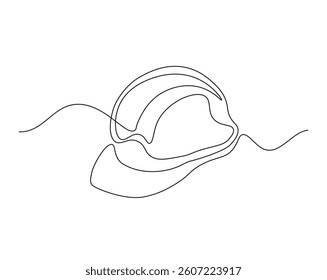 Engineer safety helmet outline drawing illustration. one continuous line drawing of safety helmet.