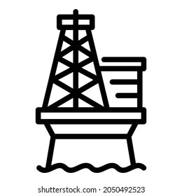 Icono de la plataforma de perforación marina de ingeniería. Icono de vector de la plataforma de perforación marina de ingeniería de esquema para diseño web aislado en fondo blanco