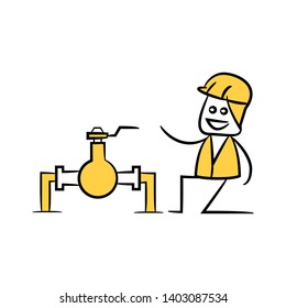 engineer or service man control valve in yellow theme