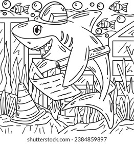 Engineer Shark Coloring Page for Kids