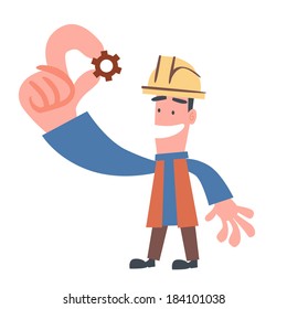 Engineer Showing Little Cogwheel
