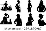 Engineer Silhouette Vector On White Background
