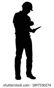 Engineer silhouette vector on white background