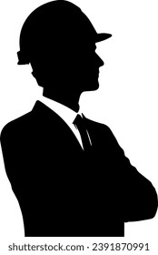 Engineer Silhouette Vector On White Background