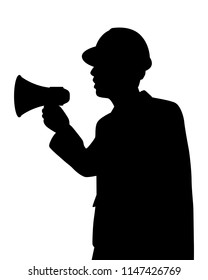 Engineer silhouette vector. Person concept in black and white.