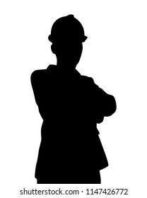 Engineer silhouette vector. Person concept in black and white.