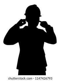 Engineer silhouette vector. Person concept in black and white.