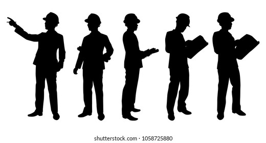 Engineer silhouette vector set