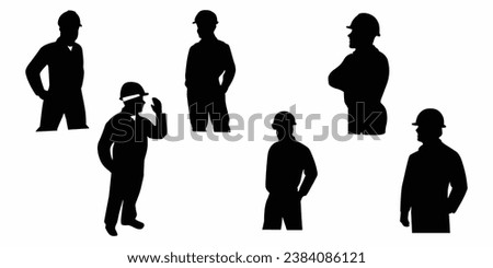Engineer silhouettes set. Engineer icons set. Vector illustration