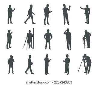 Engineer silhouettes, Engineer silhouette set