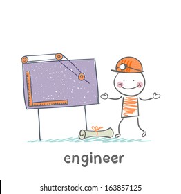 engineer sketched on a blackboard