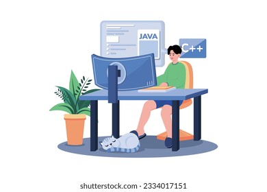 Engineer IT Specialist Programmer Man Work At Home