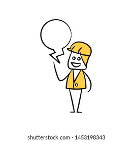 engineer with speech bubble yellow stick figure theme