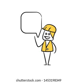 engineer with speech bubble yellow stick figure theme