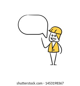 engineer with speech bubble yellow stick figure theme