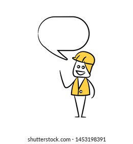 engineer with speech bubble yellow stick figure theme