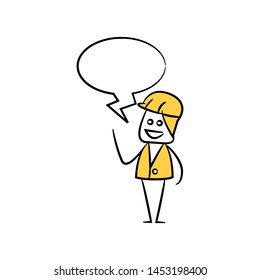 engineer with speech bubble yellow stick figure theme