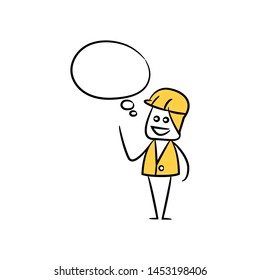 engineer with speech bubble yellow stick figure theme