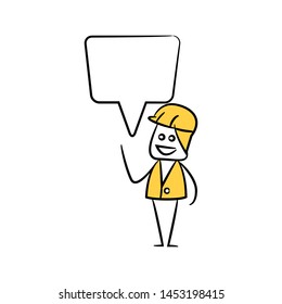 engineer with speech bubble yellow stick figure theme
