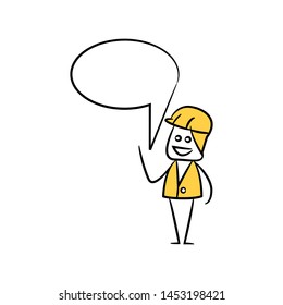 engineer with speech bubble yellow stick figure theme