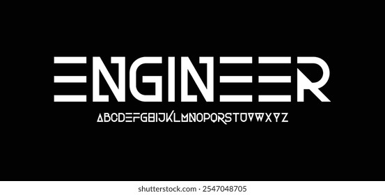 Ingeniero, Sport Modern Future Alphabet Font. Tipografía Fuentes de estilo urbano para tecnología, digital, logotipo de película. Ilustración vectorial

