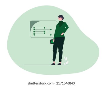 Engineer standing circuit board to design banners, posters, backgrounds, ...etc.