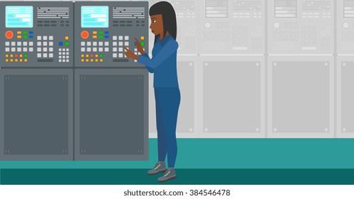 Ingeniero cerca del panel de control.