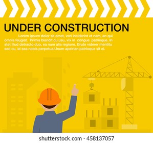 Engineer standing orders for construction crews to work.heavy industry and safety at work concept.Building under Construction site
