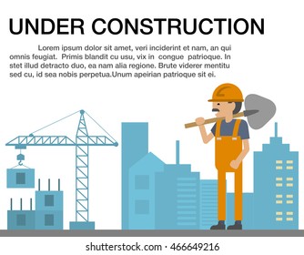 Engineer standing orders for construction crews to work. Under  construction