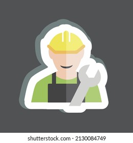 Engineer Sticker in trendy isolated on black background