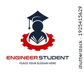 Engineer student vector logo template. This design use gear symbol. Suitable for education.