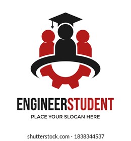 Engineer Student Vector Logo Template. This Design Use Gear Symbol. Suitable For Education And Insutrial.