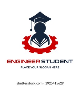 Engineer Student Vector Logo Template. This Design Use Gear Symbol. Suitable For Education.