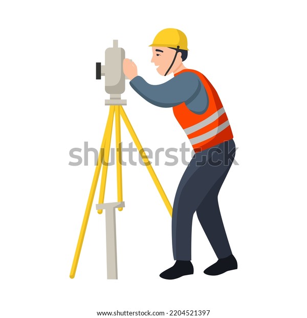 Engineer Surveyor Flat Vector Illustration Stock Vector (Royalty Free ...