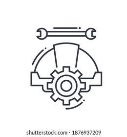 Engineer system icon, linear isolated illustration, thin line vector, web design sign, outline concept symbol with editable stroke on white background.