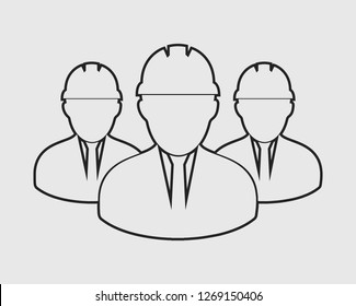 Engineer Team line Icon on gray Background