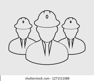 Engineer Team line Icon on gray background 