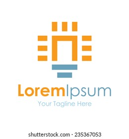 Engineer tech innovation light bulb icon simple elements logo