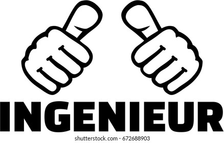 Engineer thumbs with german job title