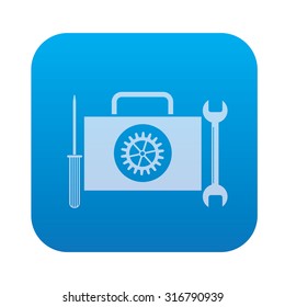 Engineer tool icon on blue background,clean vector