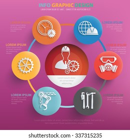 Engineer and tool info graphic design, vector