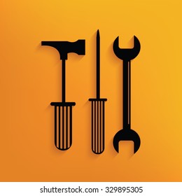 Engineer tool on yellow background,clean vector