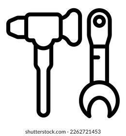 Engineer tools icon outline vector. Worker process. Gear robot