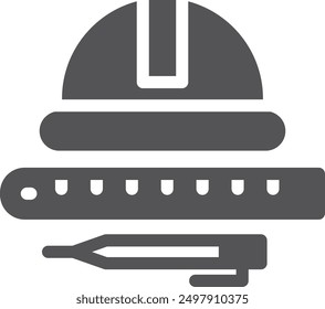 Engineer tools. Ruler and pencil for technical blueprint drawing