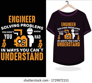 Engineer t-shirt design vector template with vector mockup